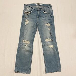 Zara Trafaluc Distressed Blue Jeans Womens Size 4